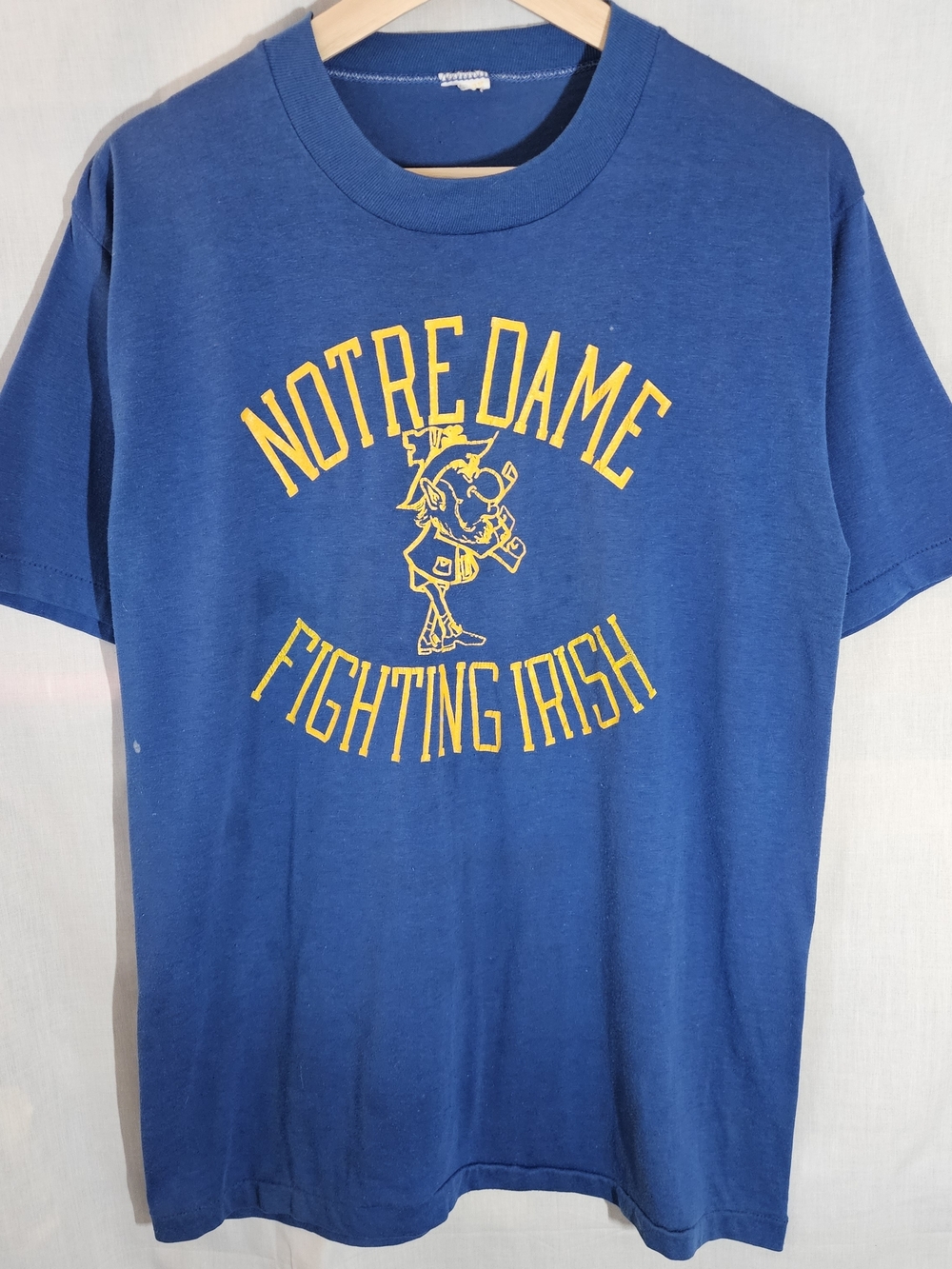 Vintage 70's Notre Dame Fighting Irish Blue Single Stitch Graphic T-Shirt